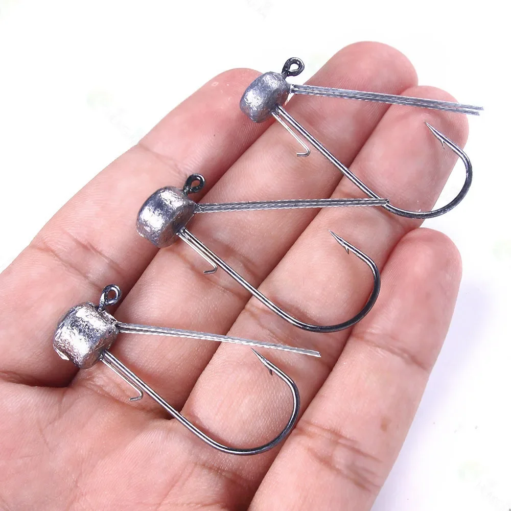 6PCS Mushroom Jigs Head Fishing Hooks 3.5g 5.6g 6.5g Weedless Ned Rig Hook Bottom Fishing Tackle for Soft Worm Sea Bait Jig Hook