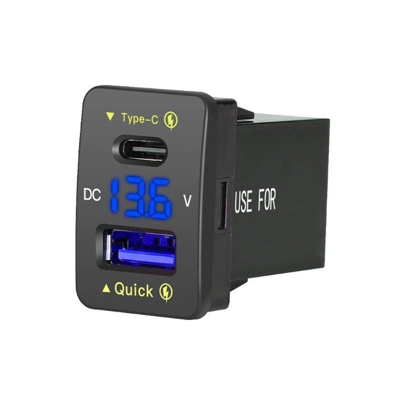 

Auto Accesories for 2009-2019 Type-C USB Car Cellphone Charging Port with Voltmeter Power Socket Charging Adapter