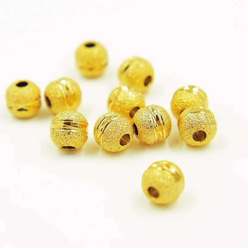 9999 Real Gold 24K Beaded DIY Handmade Car Flower Beads Accessories Money Beads Solid Frosted Thick Beads Pure Loose 10N