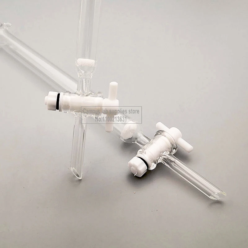 1pcs Lab PTFE-Piston Glass Chromatography Column with Standard Mouth Caliber 24#