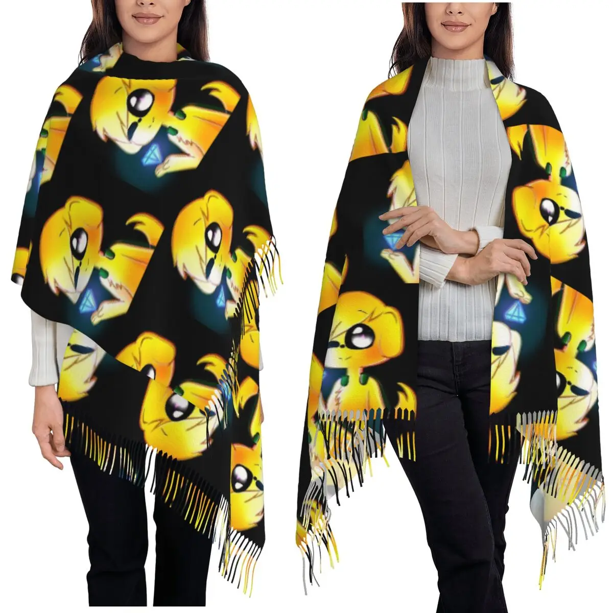 Divertido m-mikecrack-s abrazo diamante cómic Anime bufanda borla bufandas mujeres suaves y cálidos chales y chales grande Otoño Invierno chal