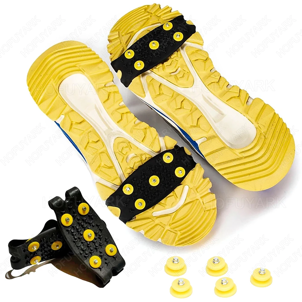 5-teeth Crampons for Snow and Ice Winter Outdoor Hiking Climbing Shoes Covers Non-slip Ice Grippers for Snow Boots Shoes Spikes