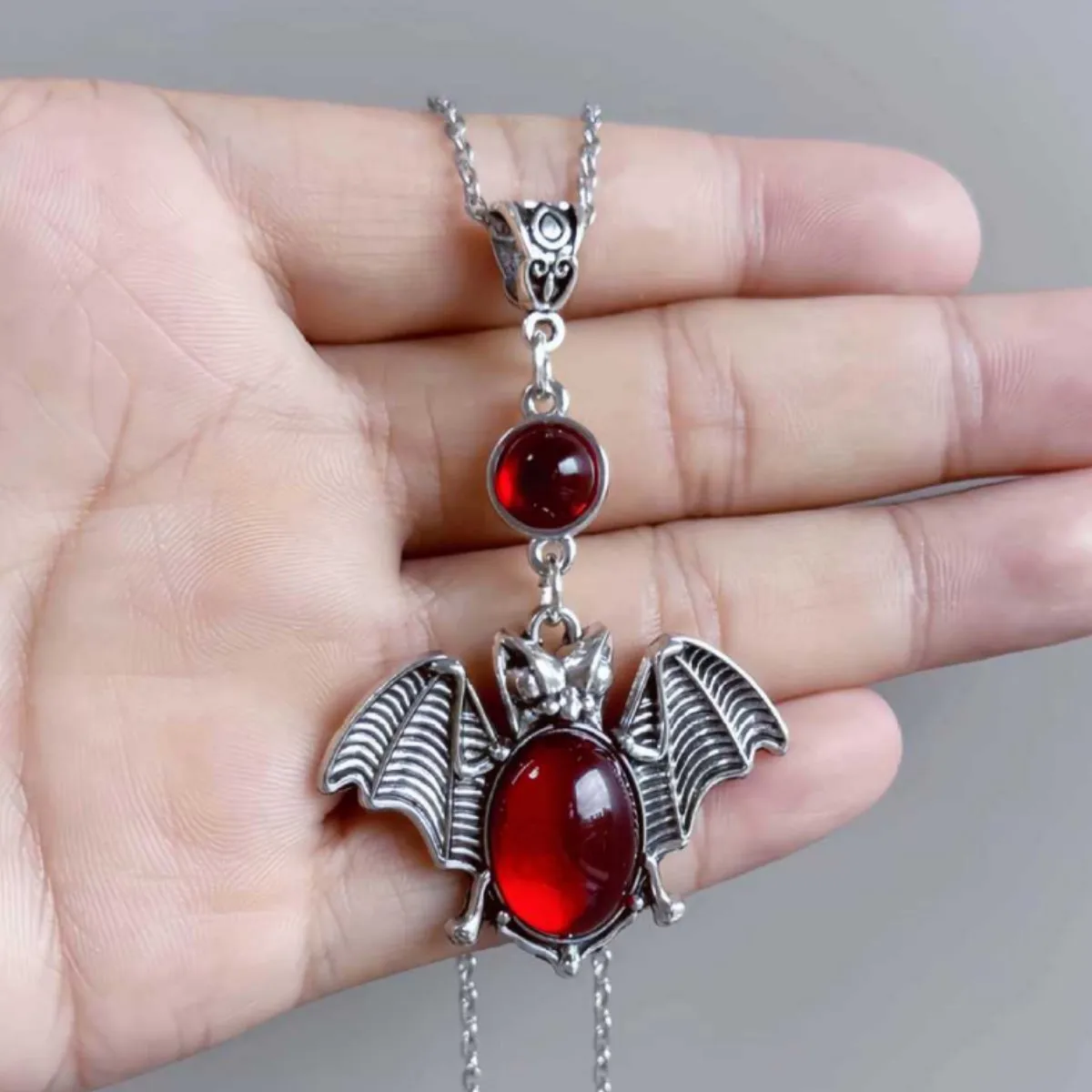 Vampire Bat necklace,Gothic jewelry,Blood Cameo,pagan,witchcraft accessories,Vintage,Alternative,Bat Charm,Choker For Women Man