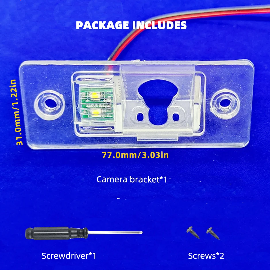 HD Rear View Backup Camera Bracket Vehicle Mount Holder License Plate Light Housing for VW Touareg for Skoda for Porsche。