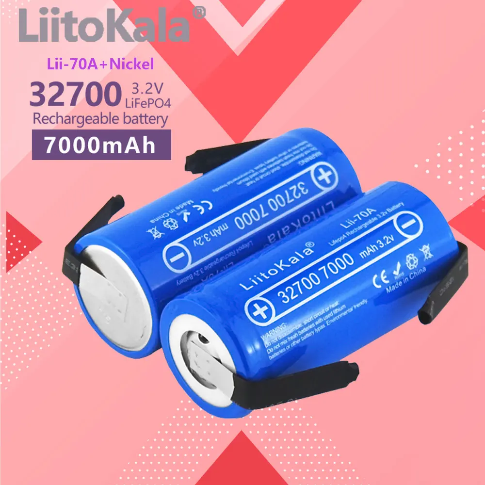 Gorący LiitoKala 3.2V 32700 7000mAh 6500mAh LiFePO4 bateria 35A ciągłe rozładowanie maksymalnie 55A wysoka moc + arkusze niklu