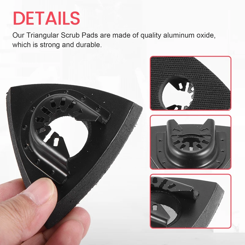 6 шт. 3-1/8-дюймовые шлифовальные подушечки для осциллирующих инструментов, треугольные шлифовальные подушечки 80 мм, универсальная быстросъемная подушечка для многофункционального инструмента-AA25