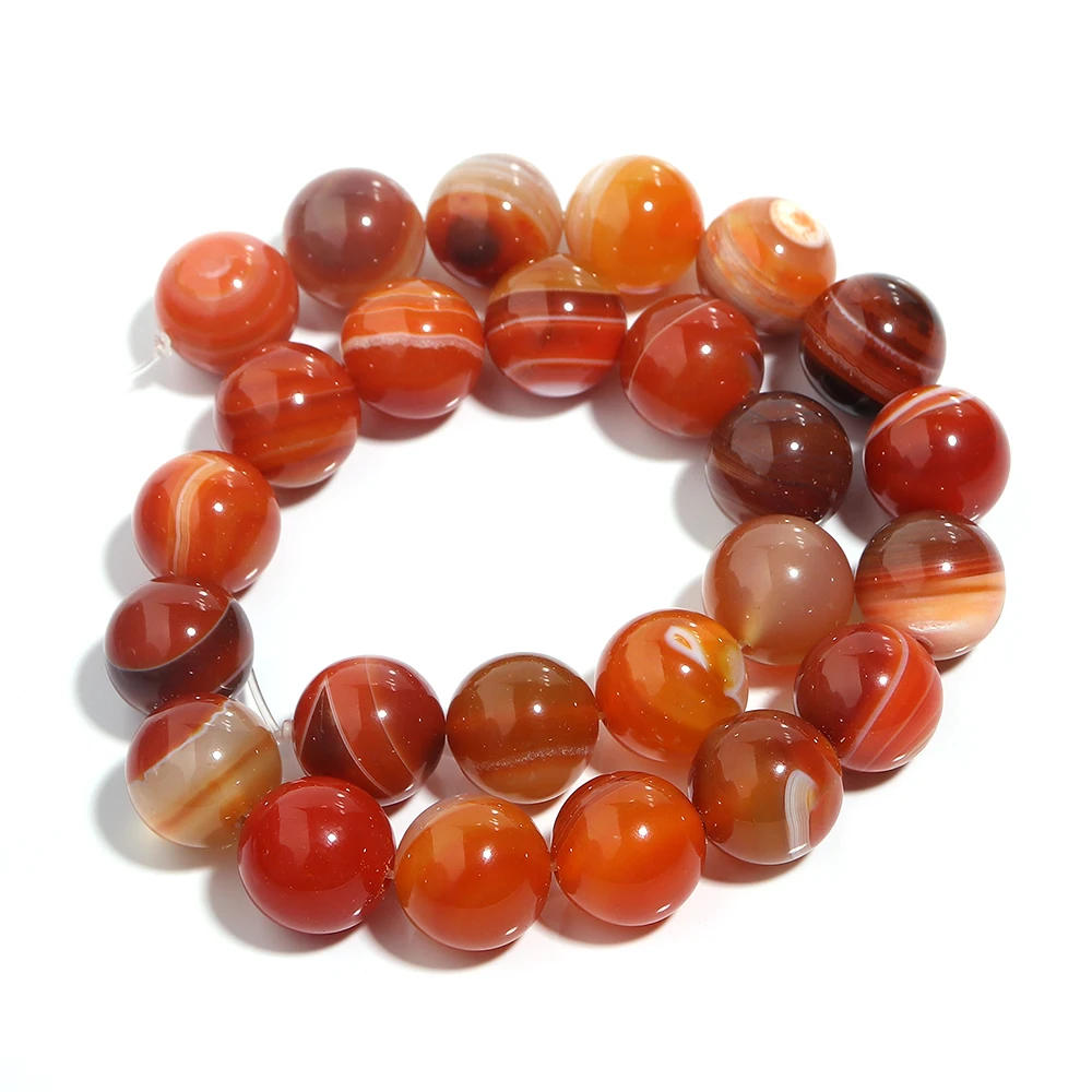 1 Strand 4/6/8/10/12/14/16mm Orange Red Color Agate Beads Natural Stone Beads Round Loose Spacer Beads For Jewelry Making DIY