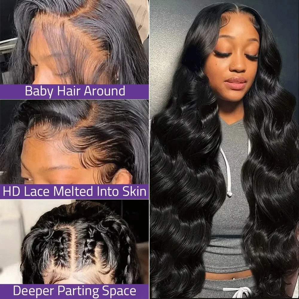 38 بوصة الجسم موجة 13x6 HD الدانتيل الشفاف الباروكات الأمامية 100% الشعر البشري قبل قطعها البرازيلي 200% الكثافة 13x4 الدانتيل شعر مستعار أمامي