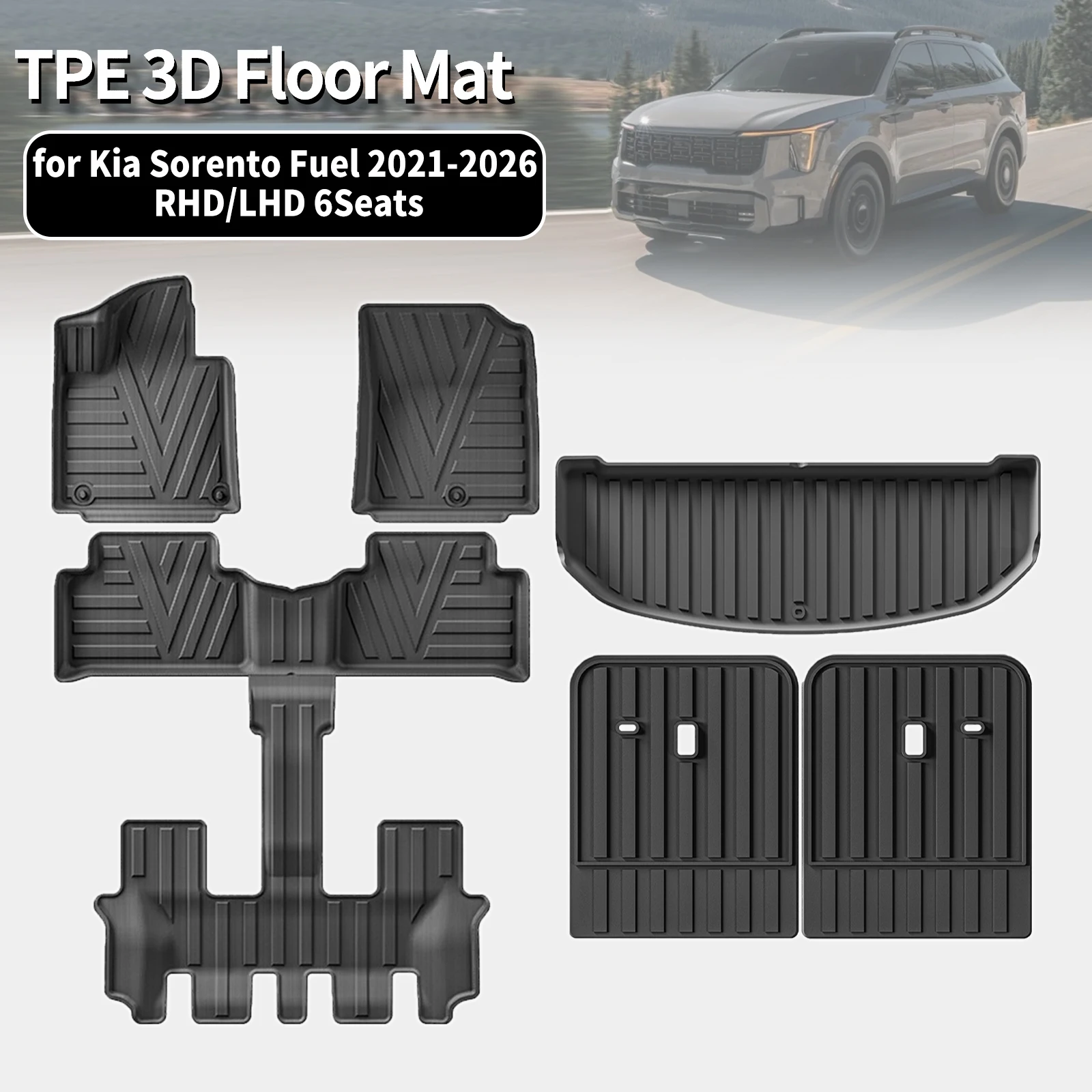 for Kia Sorento MQ4 Fuel 6Seats 2021-2025 2026 RHD LHD Eco-Friendly TPE Floor Mats Non-Slip Dustproof Car Interior Accessories