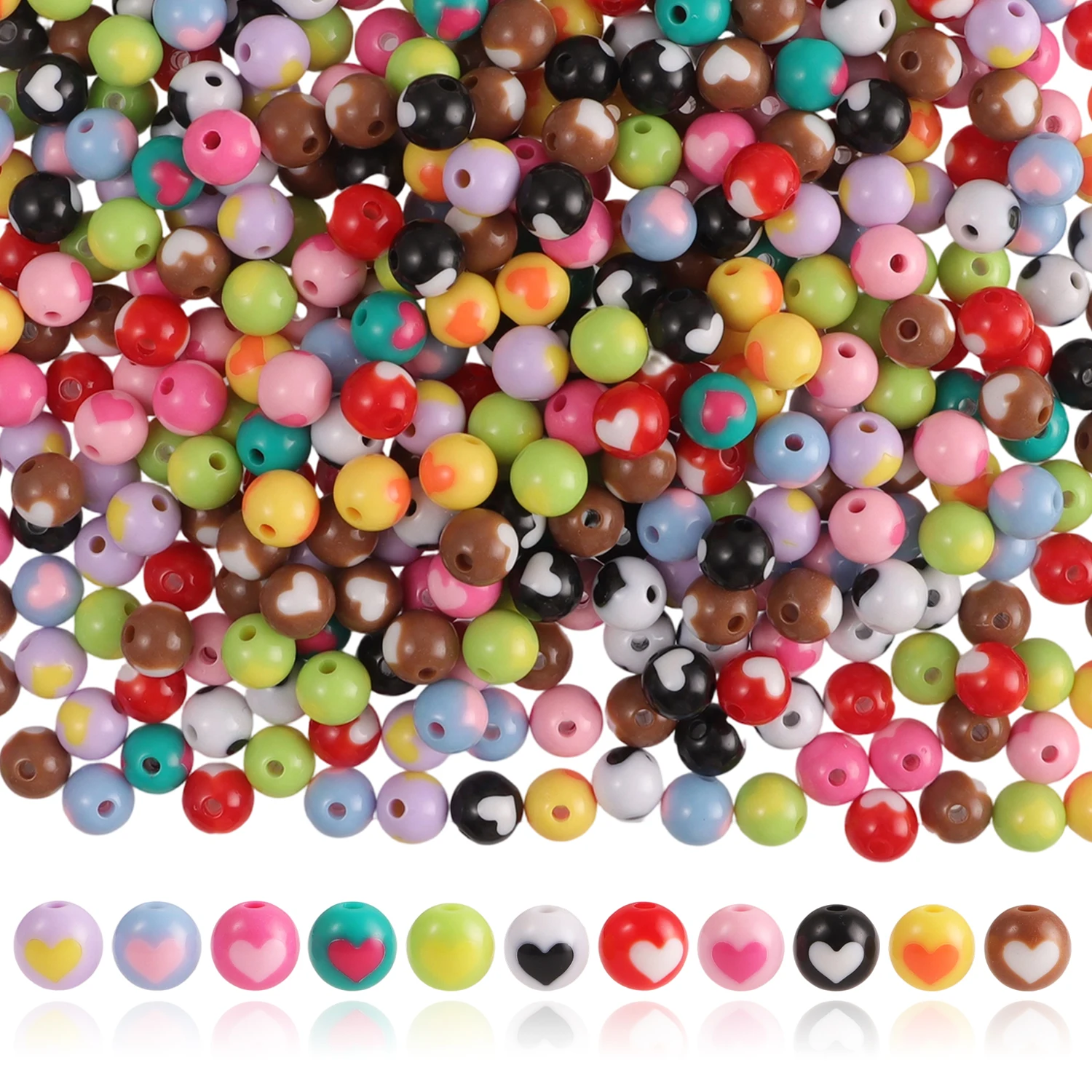 30/60PCS Acrylic Mixed Color Round Loose Beads for DIY KeyChains Jewelry Making Necklace Bracelet Accessory