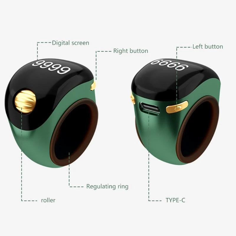 e8ba小さなzikrリング交換可能な祈りのカウンターリング汎用性のある指カウンター