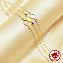 6x8MM Keepsake Mother Milk Resin Oval Bezel Birthstone Bracelet Settings,925 Sterling Silver Bracelet 6.69''+1.96'' 1900304