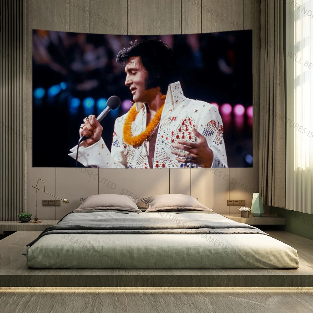 E-Elvis Singer P-Presleys Tapestry Decoration Party Background Hanging Cloth Bedroom Tapestry Room Decor Aesthetic