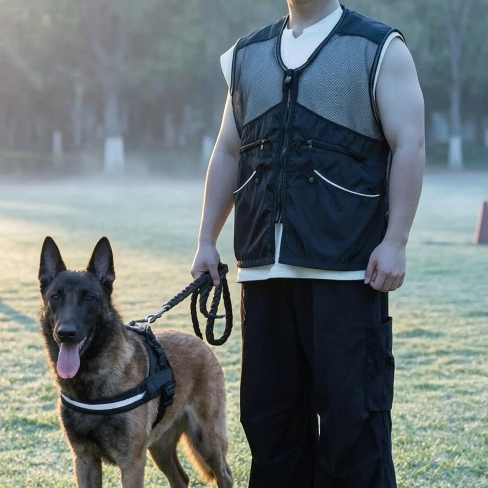 Airy Mesh K9 Training Vest for Active Handlers with Secure Snap Closure Lower Pockets