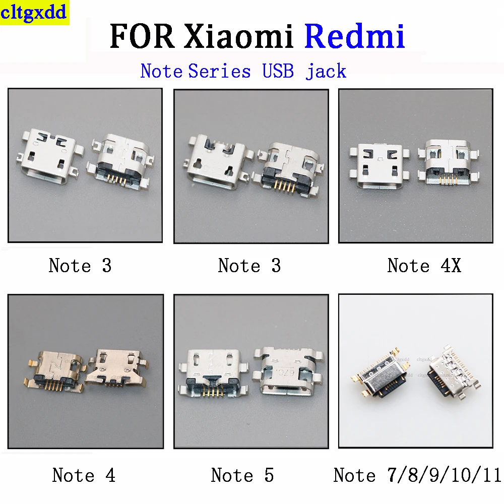 cltgxdd 5piece FOR Xiaomi Redmi Note 3 4 4X 5 7 8 9 10 11 Pro Micro USB connector socket charging port plug connector accessorie