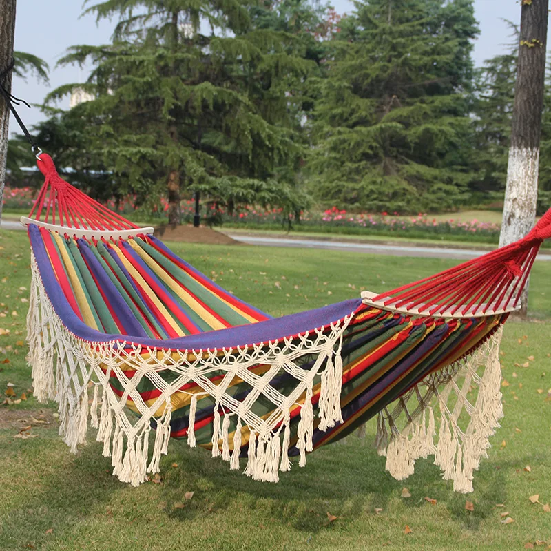 Outdoor Canvas Hand-woven Rope Tassels Fishtail Knitting Hammock Chair