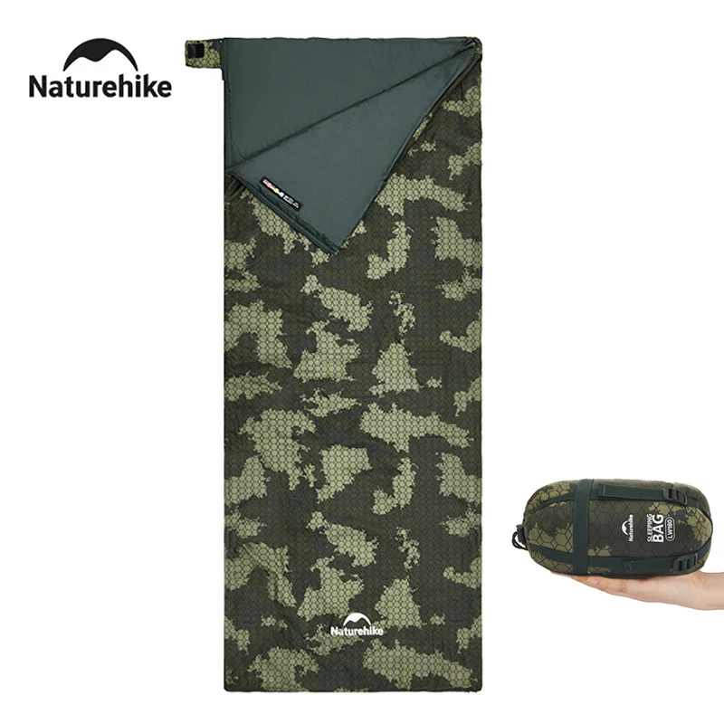 Naturehike Camouflage Camping Sleeping Bag Waterproof Ultralight Splicable Double Large Quilt 3 Season Hiking Sleeping Bags