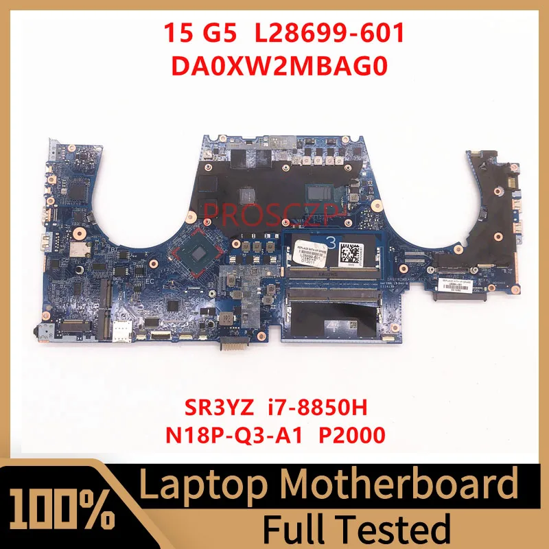 

L28699-001 L28699-501 L28699-601 For HP ZBOOK 15 G5 Laptop Motherboard DA0XW2MBAG0 With SR3YZ I7-8850H CPU P2000 100% Tested OK