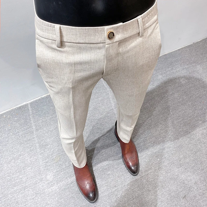 Spring Summer Men Linen Pants Formal Clothes Men Suits Pants High Quality 2026 Slim Fit Business Office Casual Trousers Dress