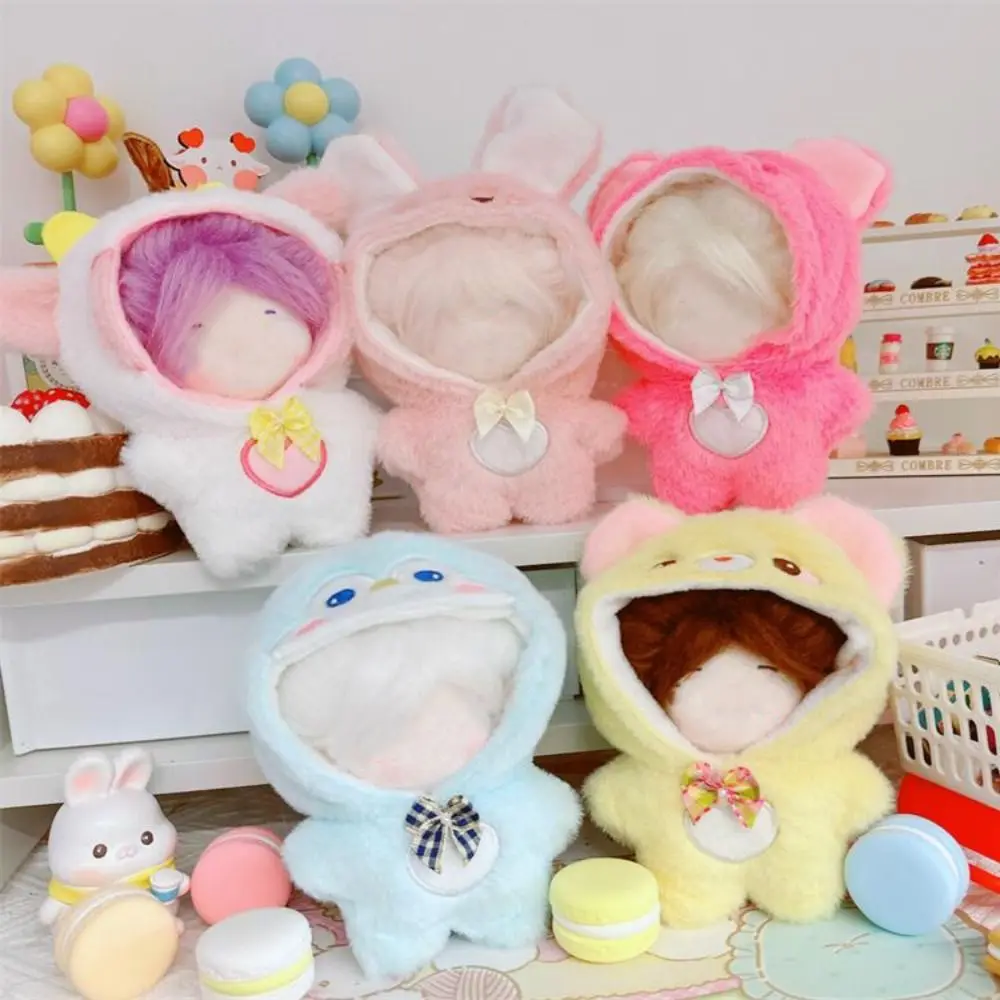 Ropa para muñecas de 10cm, monos de animales de dibujos animados de felpa Multicolor, juego de vestir cambiante, traje de repuesto, prenda peluda de una pieza