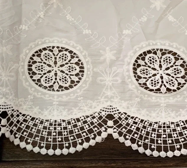 Embroidered Lace Fabric for Wedding Dress, Embroidered Cloth, Soft and Comfortable, Off-White, RS3053