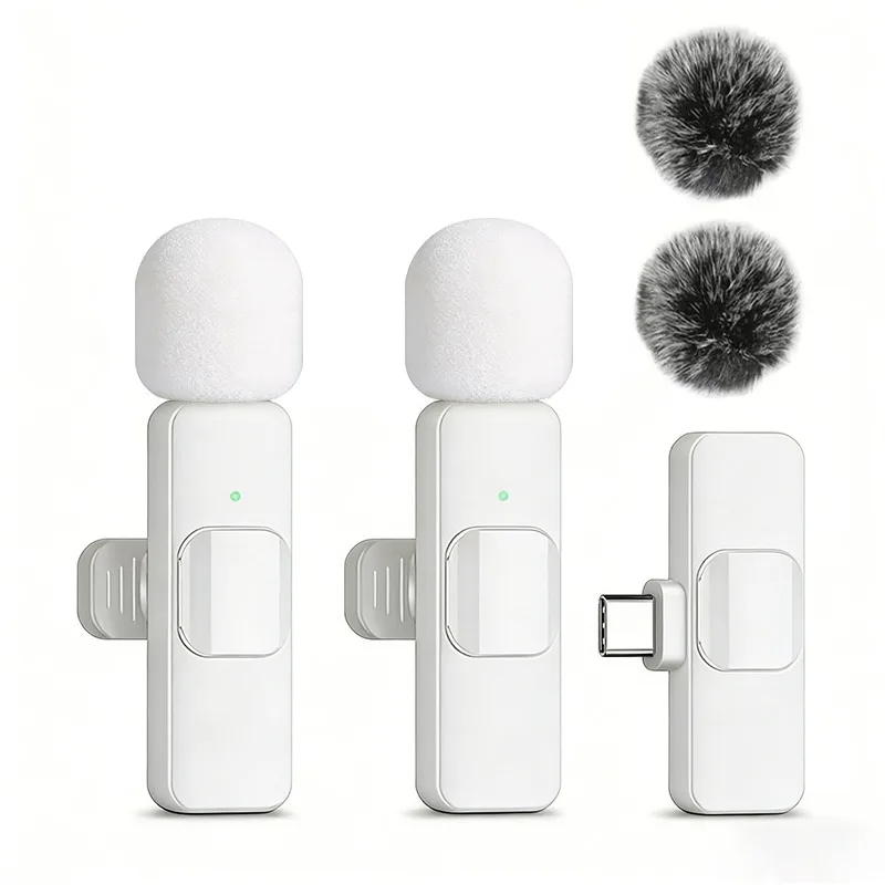 Wireless Lavalier Microphone Mini Lapel Mic with Noise Cancellation for IPhone/Android USB-C Video Podcast Vlog Recording