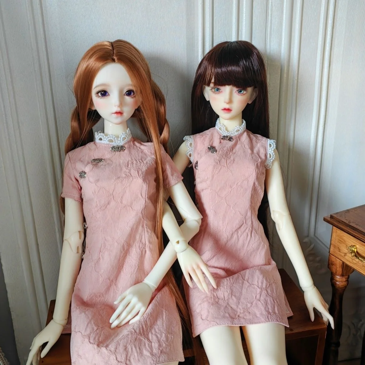 60CM Doll Clothes, 1/3 BJD Pink Cheongsam Short Dress Free Shipping