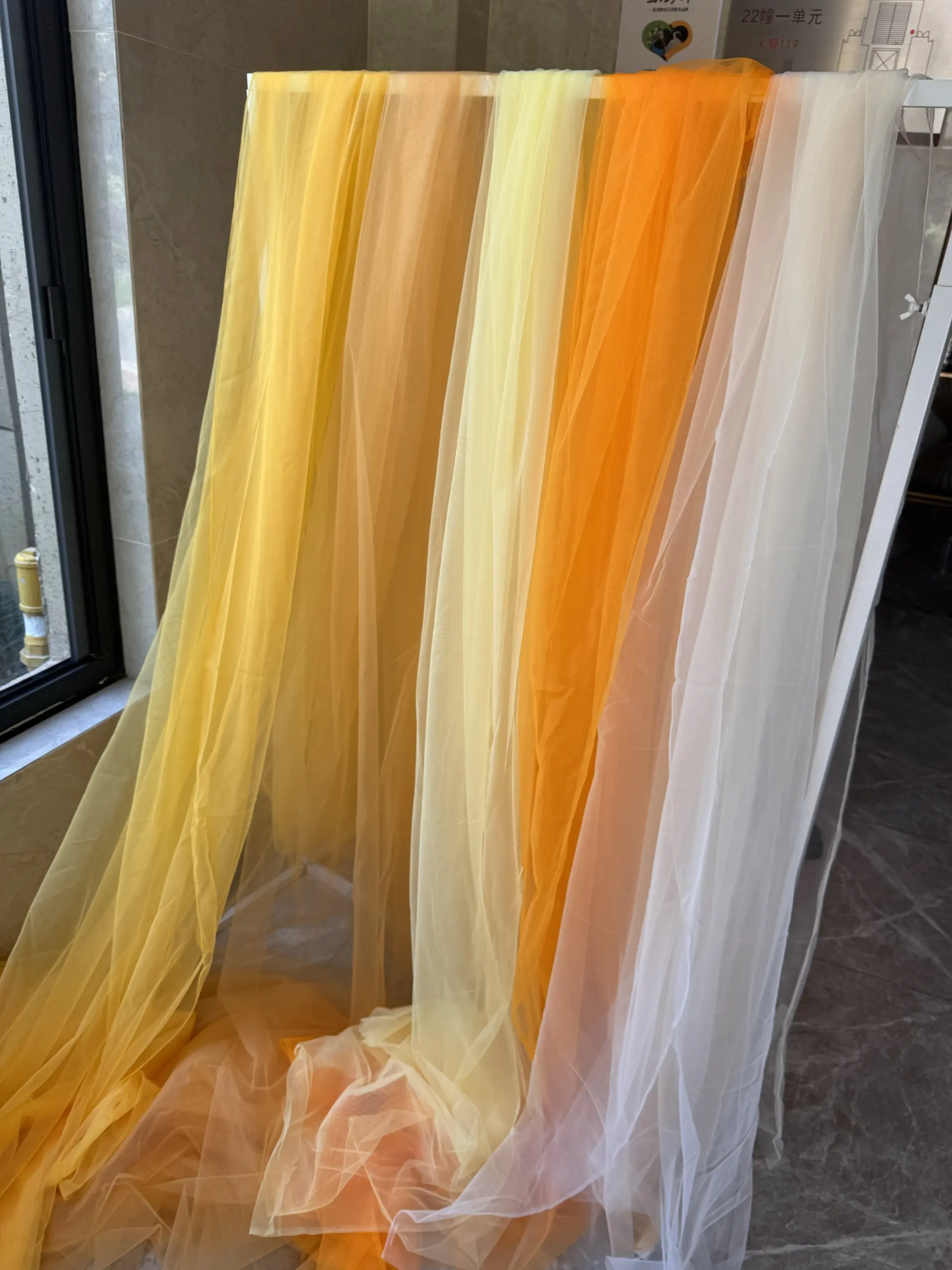 Orange Red Yellow Drape Soft Gauze Draping Fabric for Wedding Dress Photography Background Scene Mesh Voile Fabric