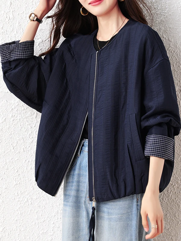 

Cotton Quilted ort Jaet round Ne Splicing Design Loose Fit Women's Autumn Winter Coat Casual Commute Sle Long Sve