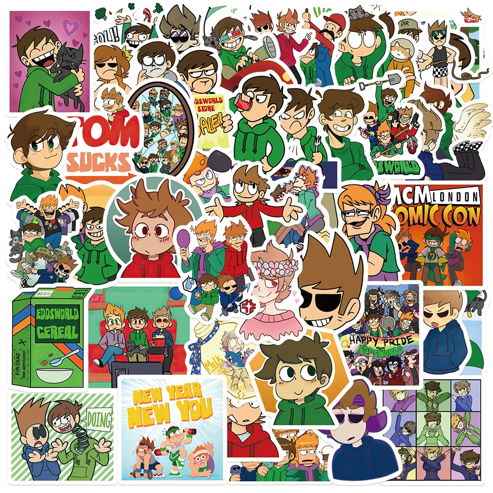 10/52PCS  Creative Anime Eddsworld Series Personalized Stickers Decoration Graffiti DIY  Guitar Skateboard Helmet Sticker Toy