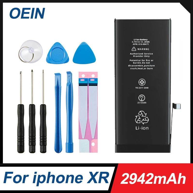 OEIN Phone Battery For iPhone Xr iPhoneXR With Free Repair Tools Kit 2942mAh Original High Capacity Bateria Replacement