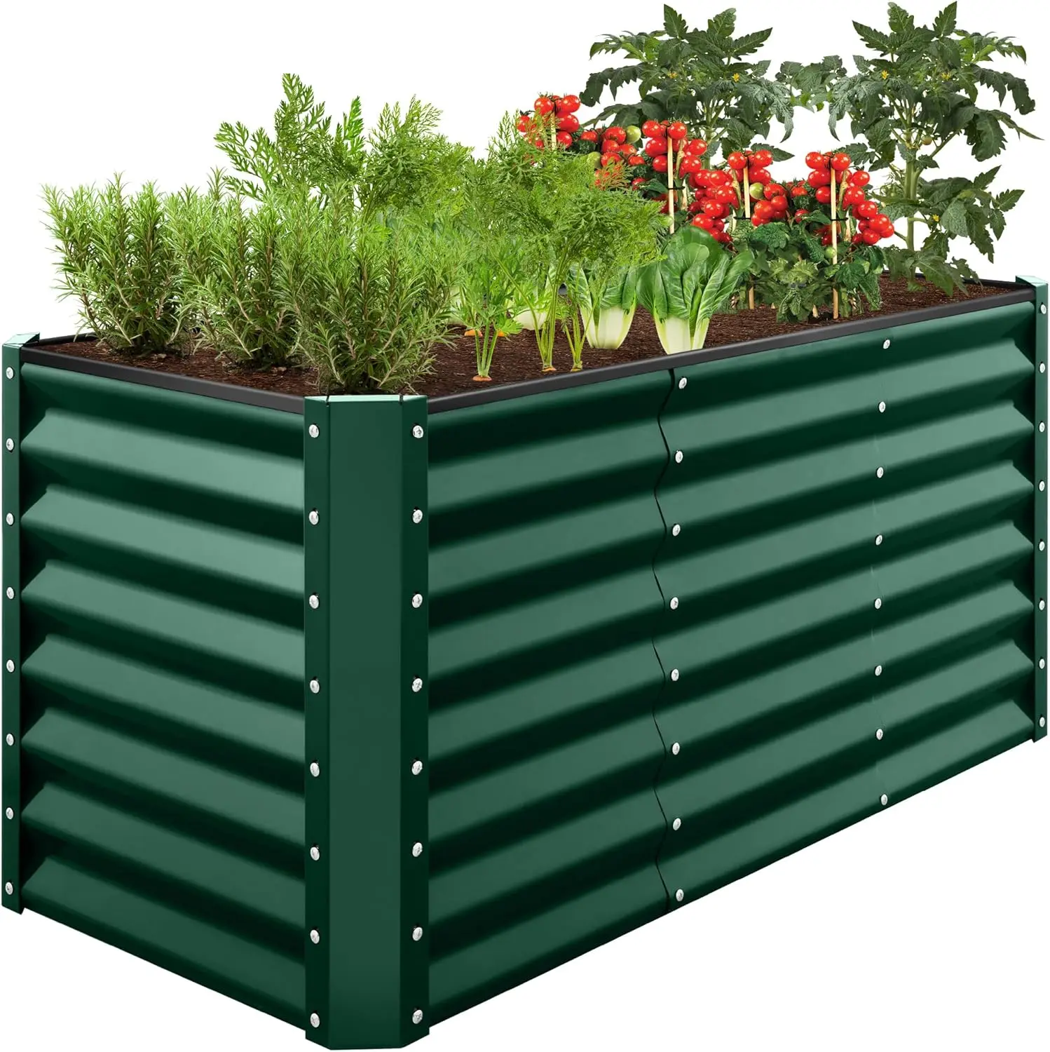 

4x2x2ft Outdoor Metal Raised Garden Bed, Deep Root Planter Box for Vegetables, Flowers, Herbs w/ 119 Gallon Capacity - Dark Gree