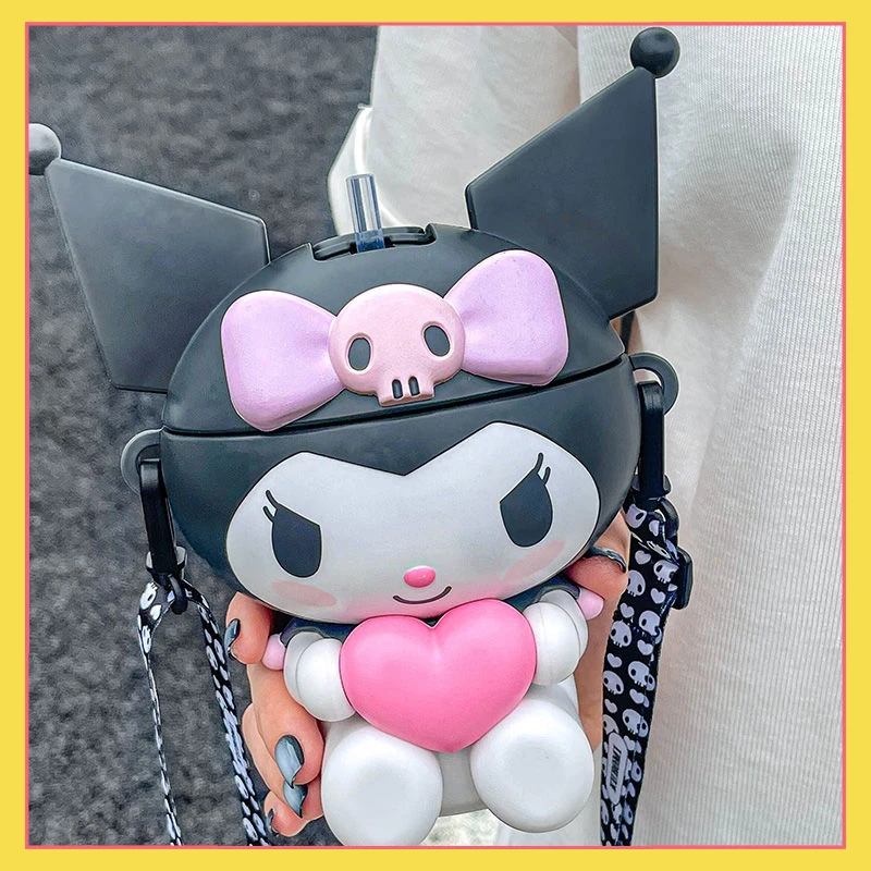 

Sanrio Children's Water Cup Summer Kindergarten High Beauty Kuromi Cup Straw Portable and Cute Water Bottle Girl