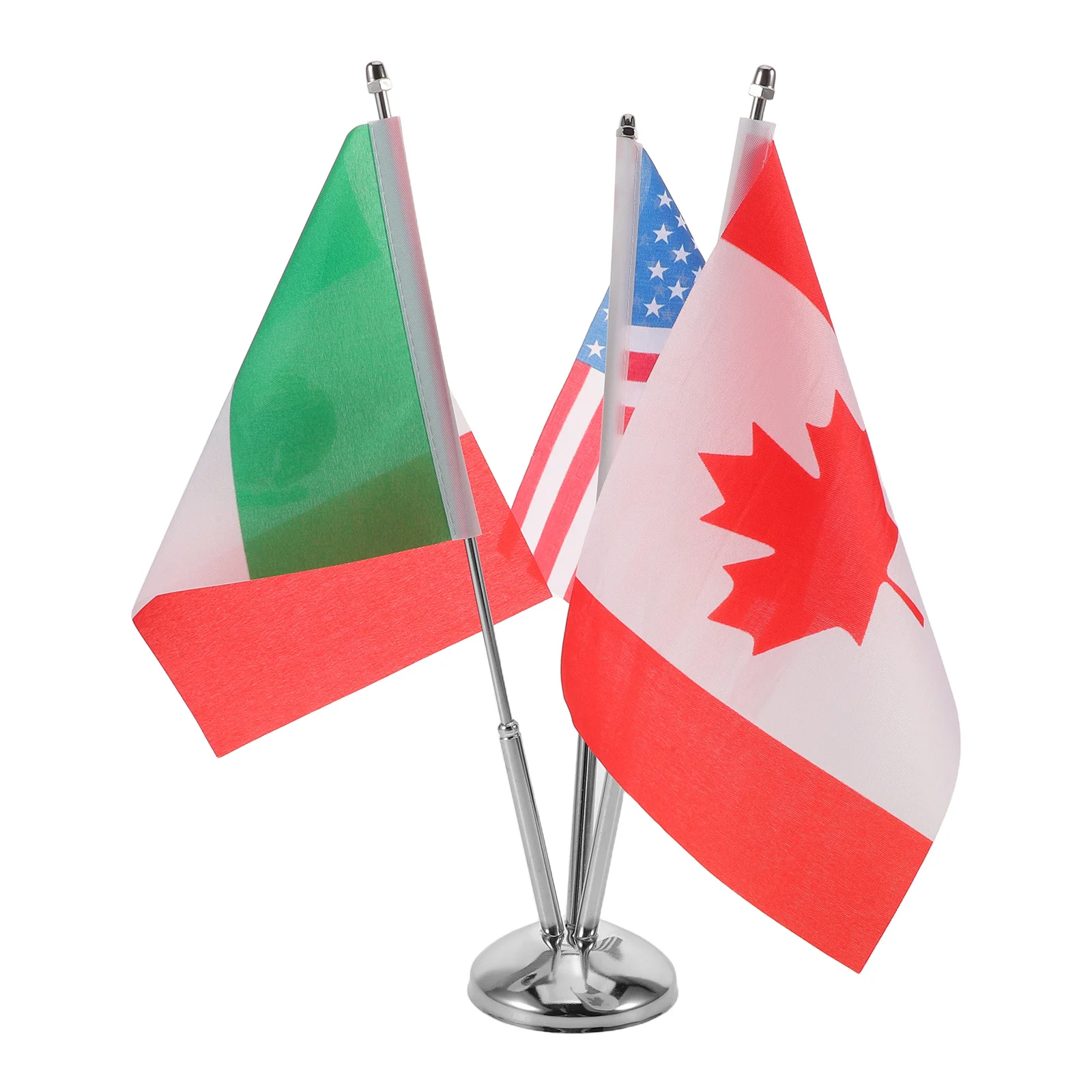 

1 set 1 Set Usa Mexico Canada Table Flag Set Metal Flag Holder With Base For Office Trade Show Mini Desktop Display Decor Flags