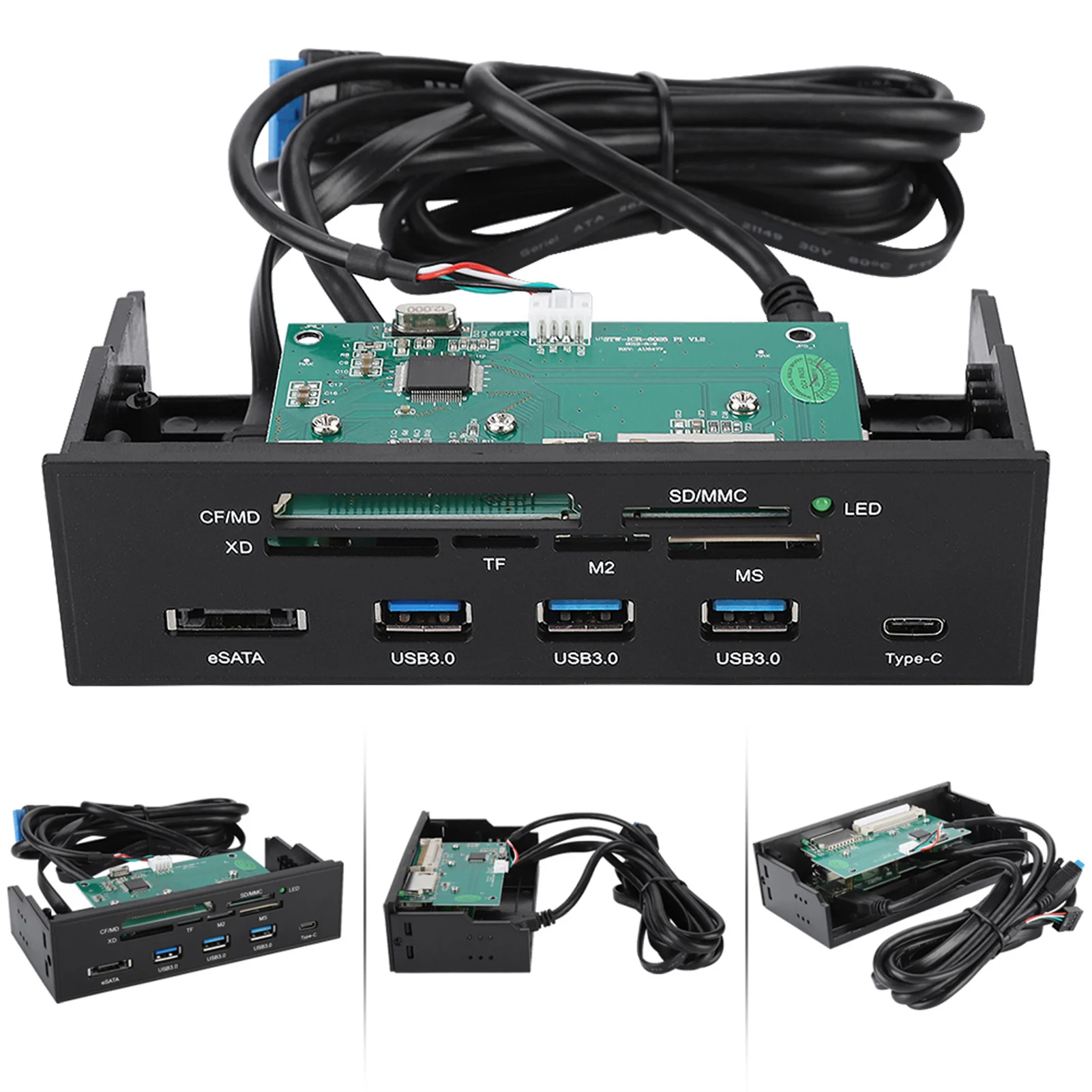 5.25inches Multifunction Internal Card Reader Dashboard PC Front Panel Card Reader Accessory Internal Card Reader PC Front Panel