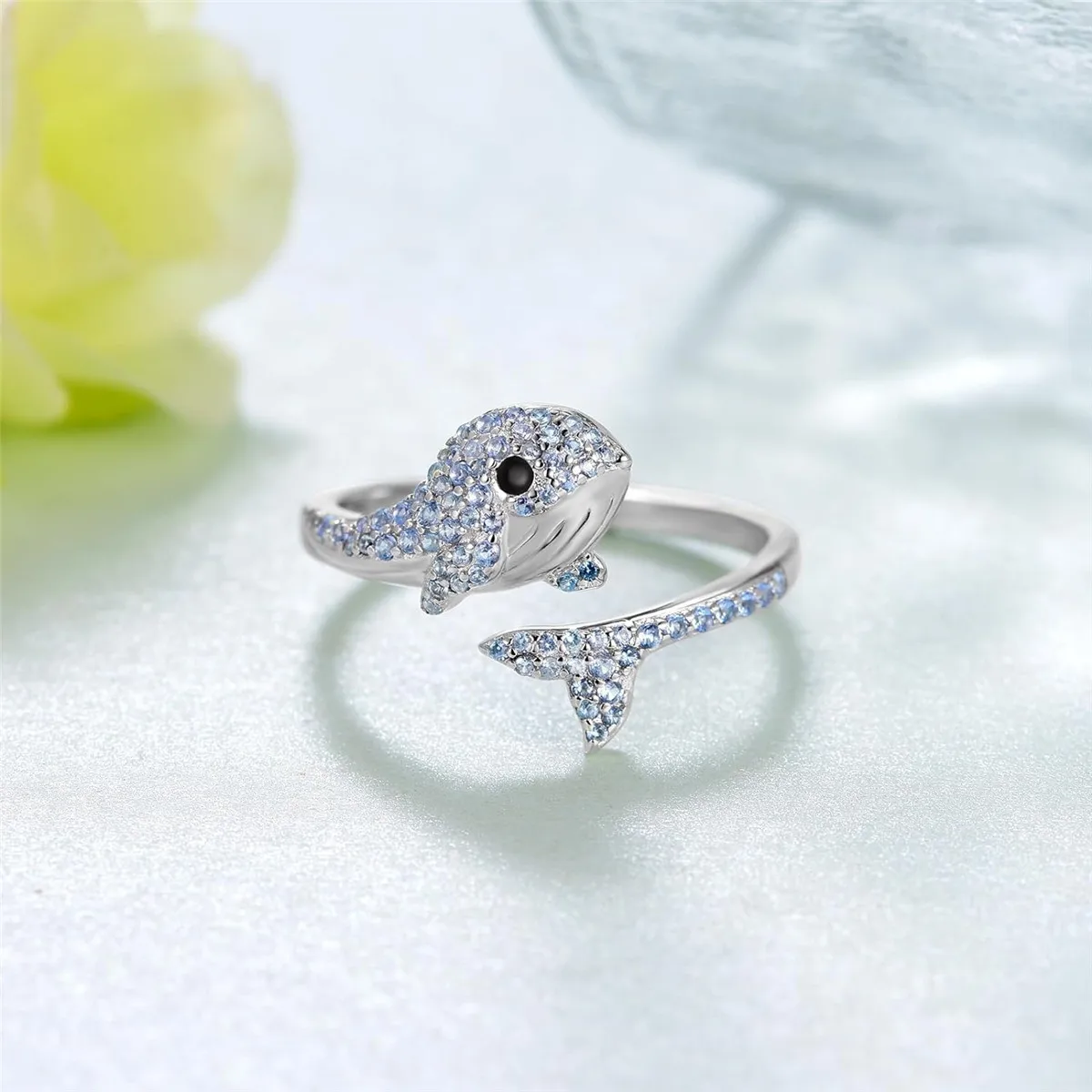 Cute Delicate Blue Sea Creature Whale Open Ring Everyday Everything Ladies Ring Personalized Summer Holiday Jewelry Love Gifts