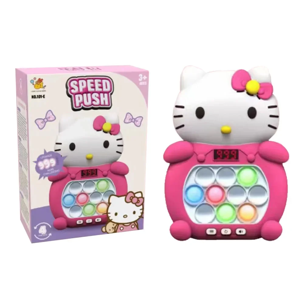 Hello Kitty Quick Push Game Pop Up Fidget Bubble Electronic Pop it Pro Game Light AntiStress Toys For Adult Kids Gift With Box