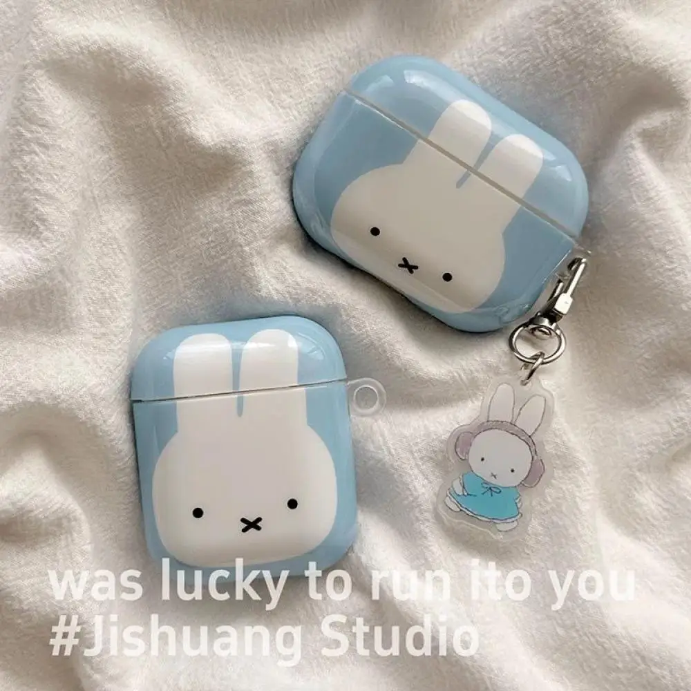 

New Miffy Bluetooth Earphone Case Kawaii Cartoon Creative Design Backpack Pendant Keychain Cute Girl with Pendant Earphone Cover