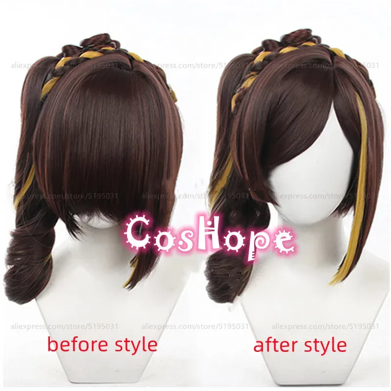 

2025 Chiori 40cm Short With Ponytail Brown Yellow Wig Cosplay Anime Heat Resistant Synthetic Wigs Hair