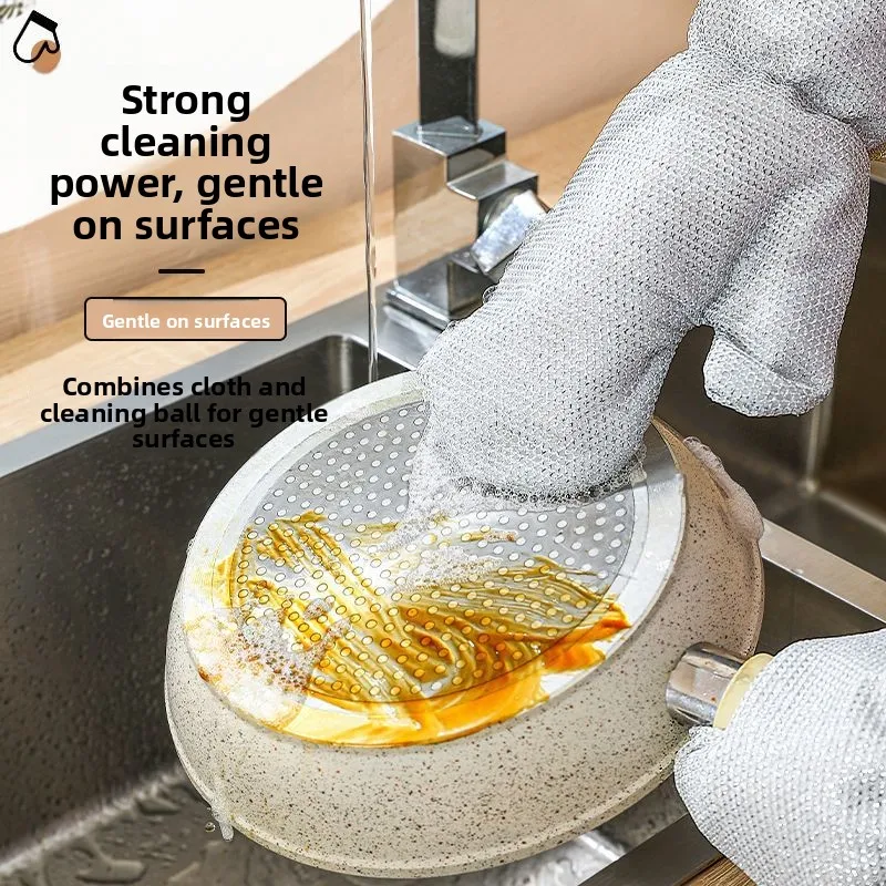 

Перчатки для мытья посуды из нержавеющей стали, длинные, водонепроницаемые, для уборки дома, серебристые, для мытья кастрюль, зимние