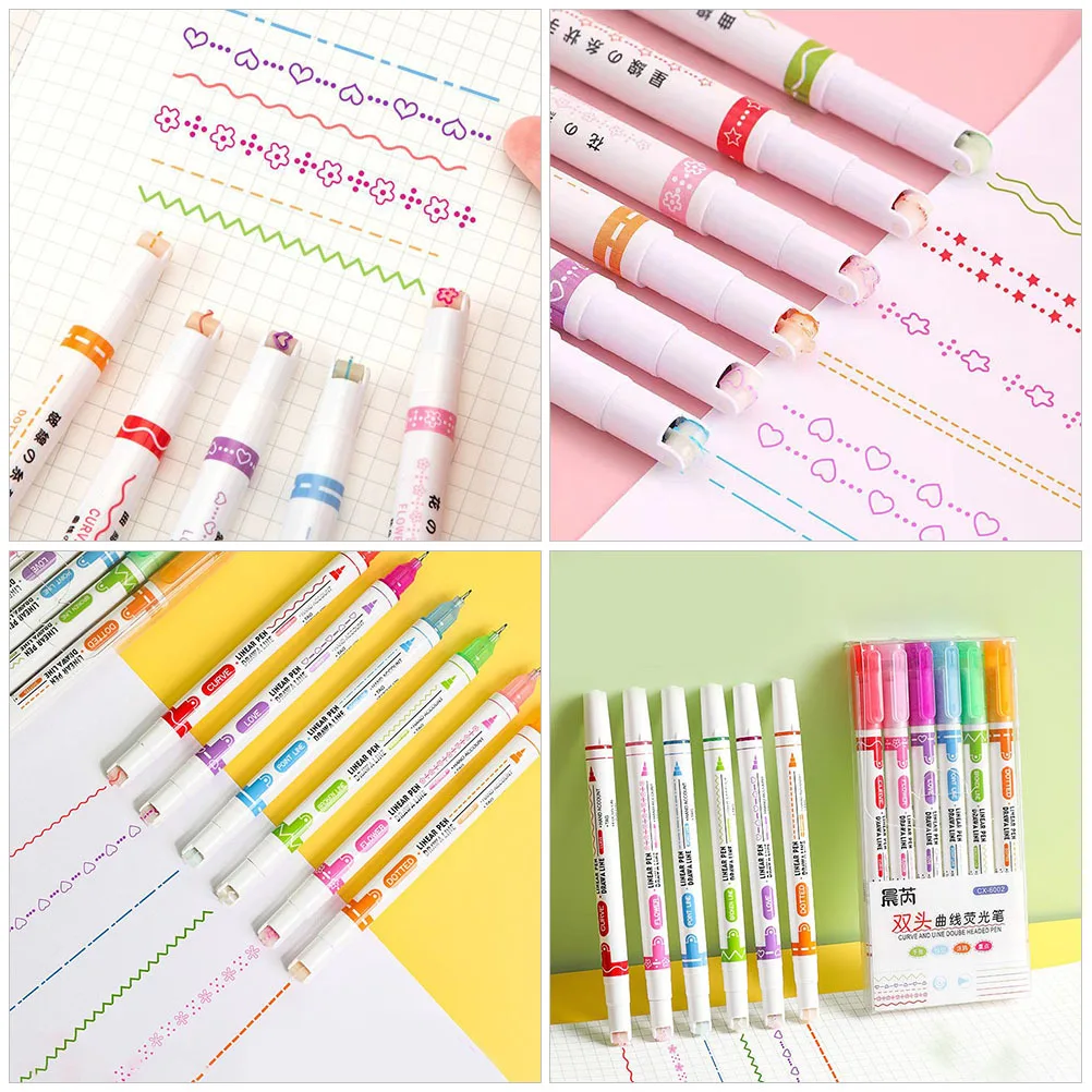 

8Pcs Roller Marker Curve Pens Colored Fine Tip Markers for Scrapbook Drawing Journaling Art Supplies Curve Pen