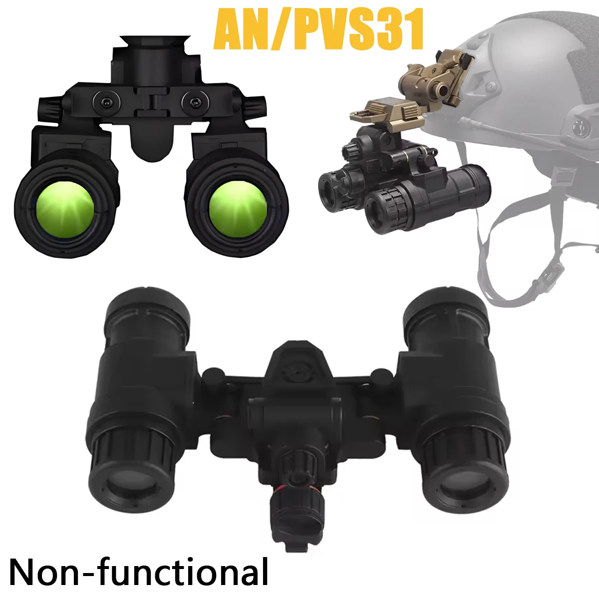 

AN/PVS31 Dual-Tube Binocular Night Vision Goggles Dummy Props Helmet No Function Model with L4G24 Mount for Hunting Cosplay