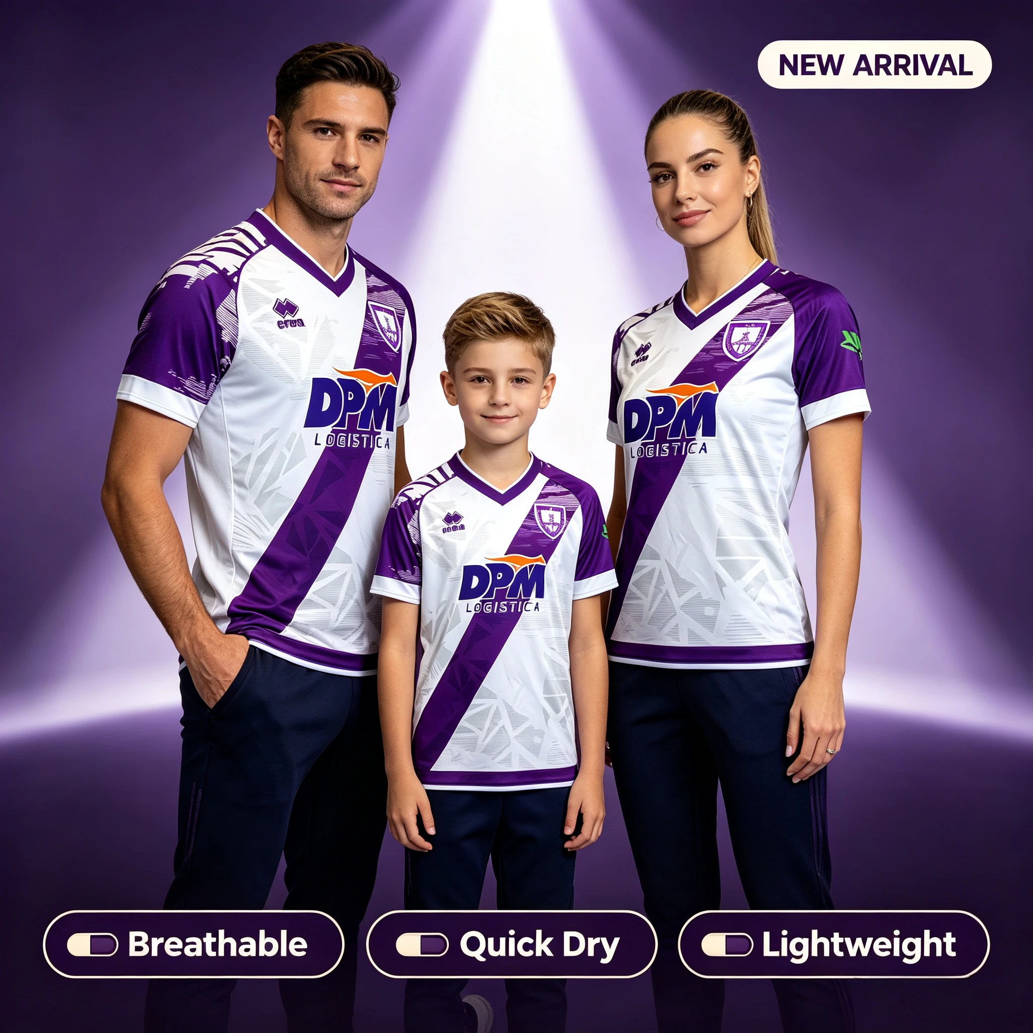 Greek League Style Purple and White Diagonal Belt Jersey 3D Printed T-shirt Breathable Quick Drying Parent-child Family Outfit