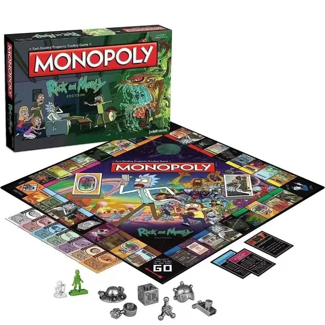 Jeu de société Monopoly Rick et Morty, basé sur la série Hit Adult Swim, jeu de monopole classique sur le thème Rick et Morty