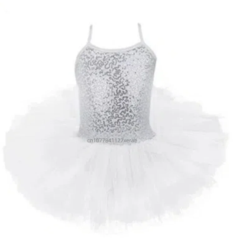 أزياء رقص الباليه للفتيات، فستان توتو، فستان منفوش، زي أداء الباليه بحمالات من الترتر لعيد الميلاد للأطفال