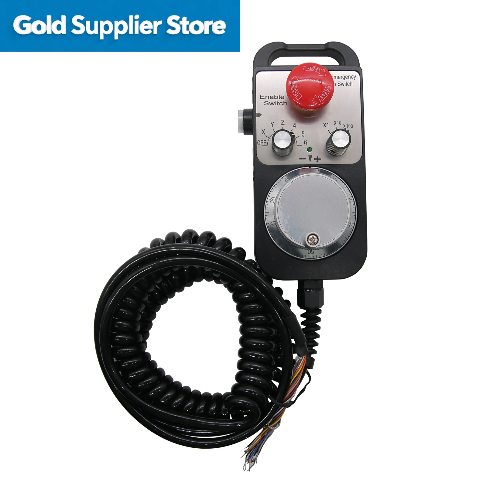 6-Axis 5V 100PPR CNC Pendant Handwheel with Emergency Stop Switch Manual Pulse Generator MPG