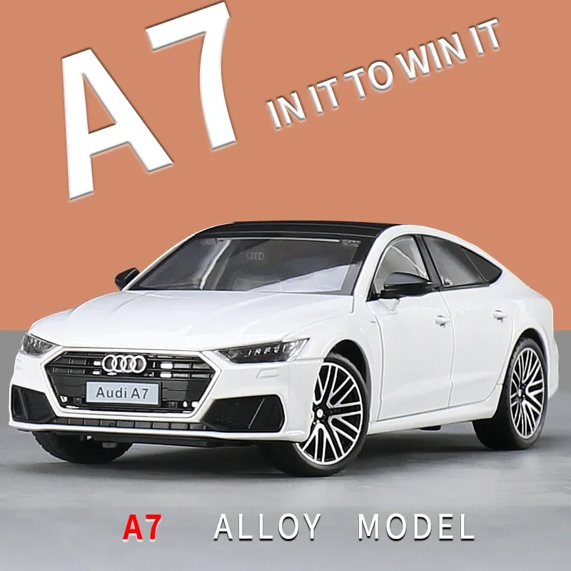 1:24 A7 A8 A6 Coupe Alloy Car Model Diecast Metal Toy Vehicle Car Model High Simulation Sound and Light Collection Gift