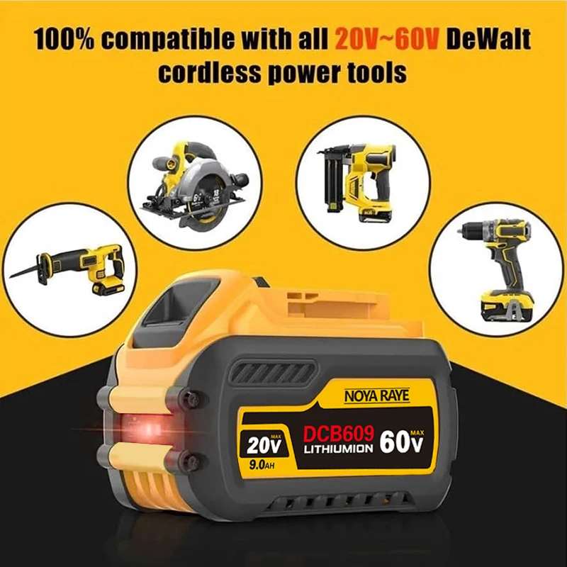 Baterie 60V 9000mAh pro Dewalt DCB609 Náhradní lithium-iontová baterie DCB200 DCB205 DCB606 DCB206 DCB209 DCB182 Baterie pro elektrické nářadí - náhled 6