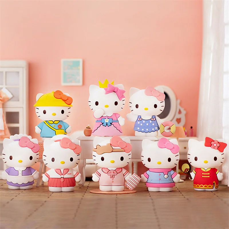 

Маленькие фигурки Sanrio Hello Kitty, фигурки героев, куклы, настольные декоративные куклы, Статуэтка из ПВХ, Коллекционная модель, игрушка в подарок