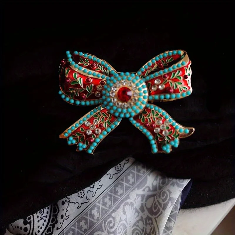 Große Brosche mit Schleife, Vintage-Design, für Damen und Herren, Retro-Palast, Emaille, Schleife, Abzeichen